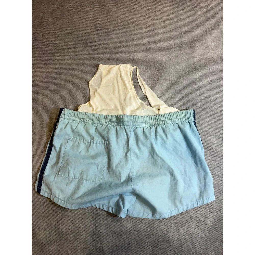 Vintage Cambridge Beachwear Mens Blue Striped Swim Trunks Shorts Large Made USA